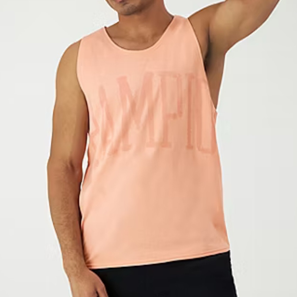 Champion Mens Round Neck Sleeveless Tank Top- Color - Peach Grapefruit 🆕